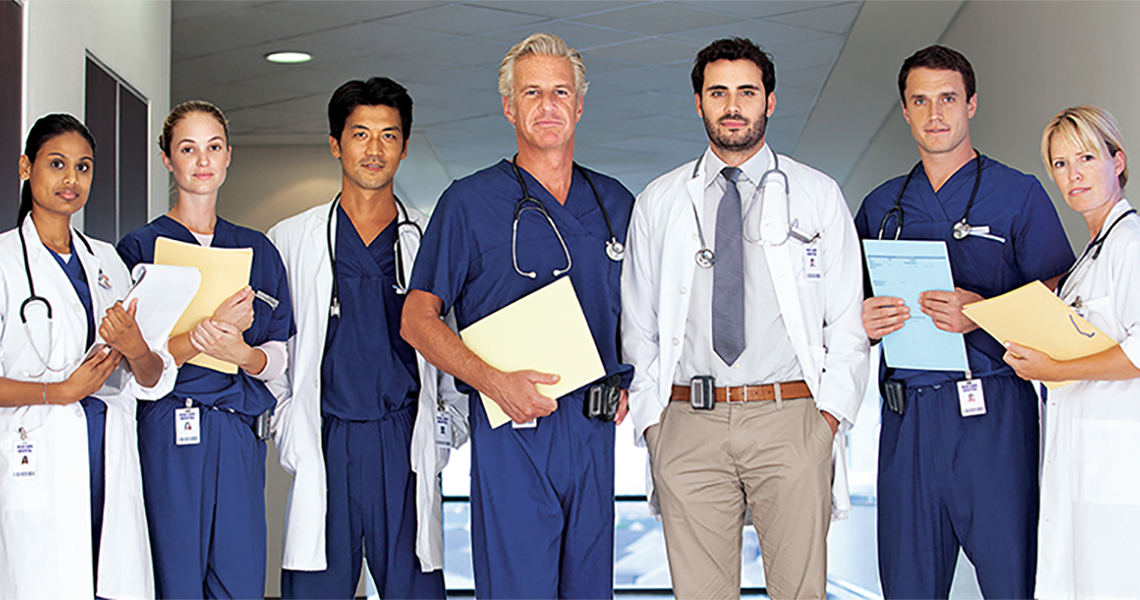 Doctors standing in a line