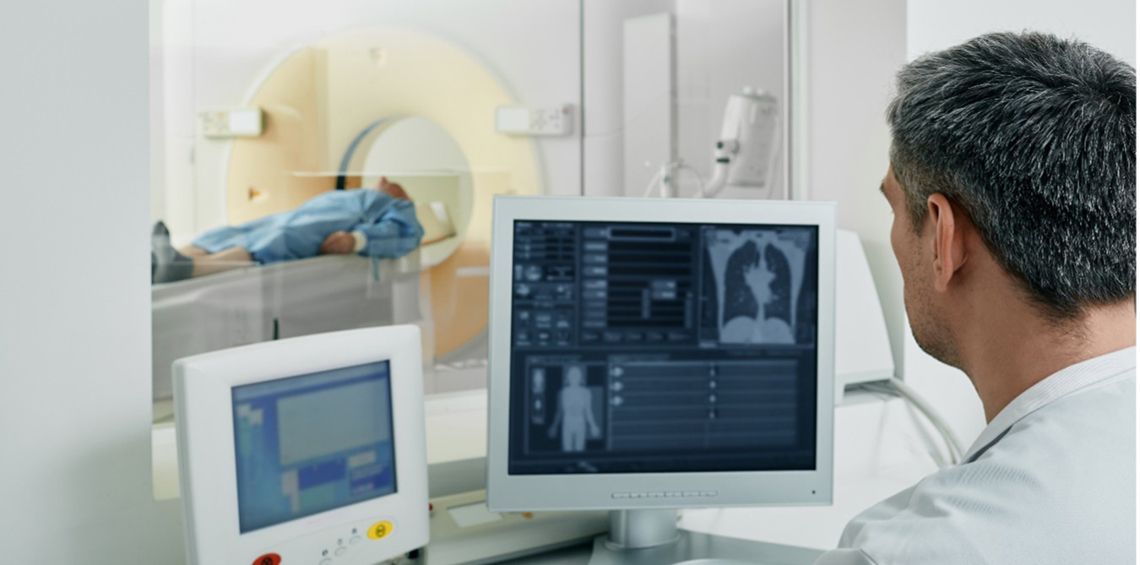 Patient getting an MRI for lung cancer screening