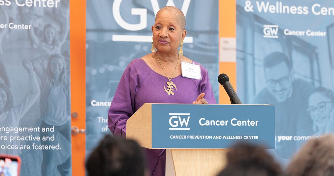 Janice Ferebee speaking at the GW Cancer Prevention and Wellness Center ribbon-cutting
