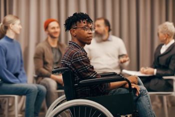 Young African American man in a wheelchair 